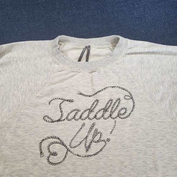 Anthropologie Light Grey Sweatshirt Saddle Up Rope Graphic Crewneck XL - Picture 6 of 10